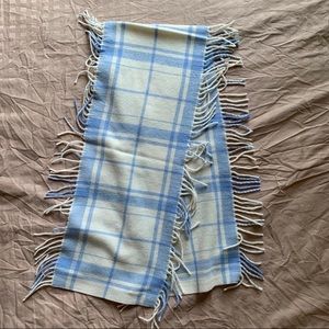 Banana Republic White/Blue Plaid Wool Scarf
